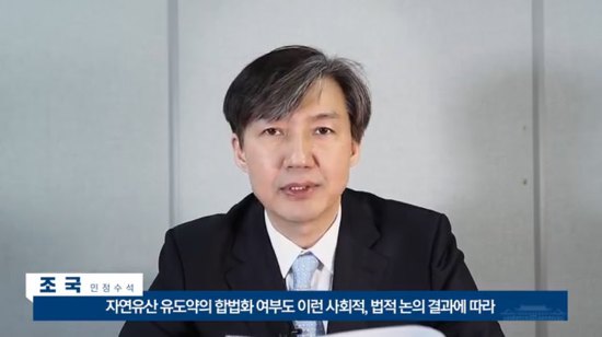 조국 민정수석의, 미프진 도입 여부 답변 영상 한 장면 캡쳐